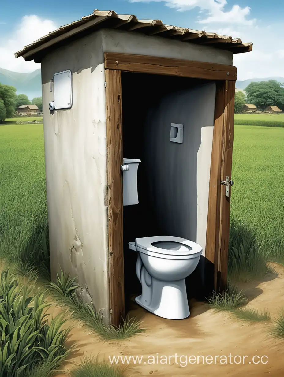 Туалет в деревне без двери