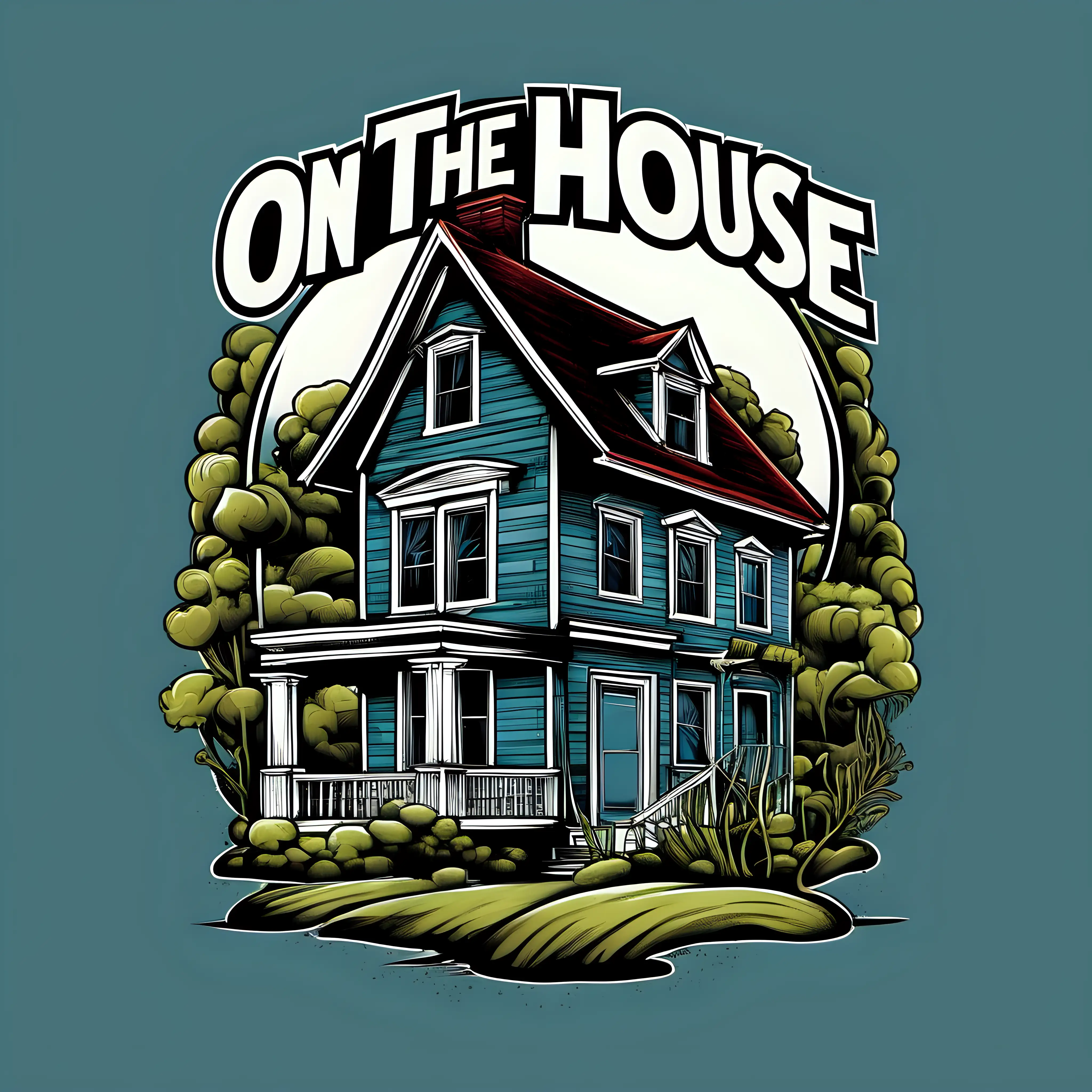 Modern On The House TShirt Design on Crisp White Background