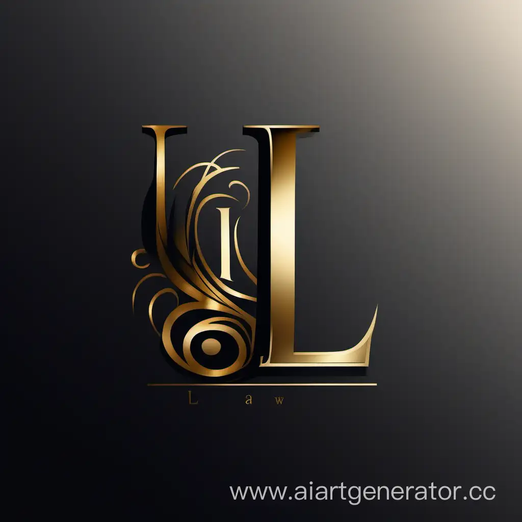  детализированный Логотип для адвокатской фирмы в серо черно золотом градиенте с  буквой L  взятой за основу  
