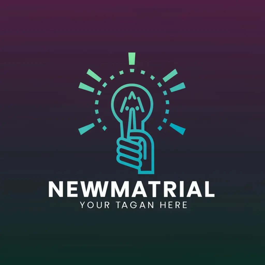 a logo design,with the text "NewMatterial", main symbol:Holding a mic in the shape of a glowing lightbulb,Moderate,be used in Entertainment industry,clear background