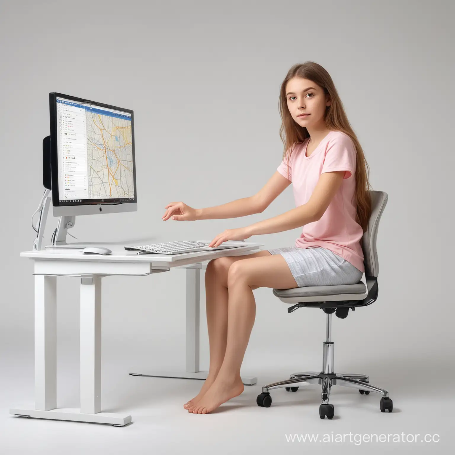Student-Using-Modern-Computer-with-Cadastral-Map-on-White-Background
