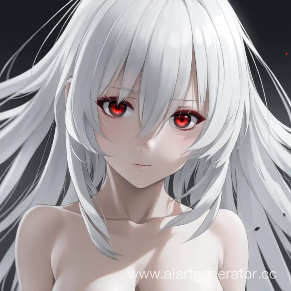 Anime girl ,white hair, red eyes, Naked , 4K quality