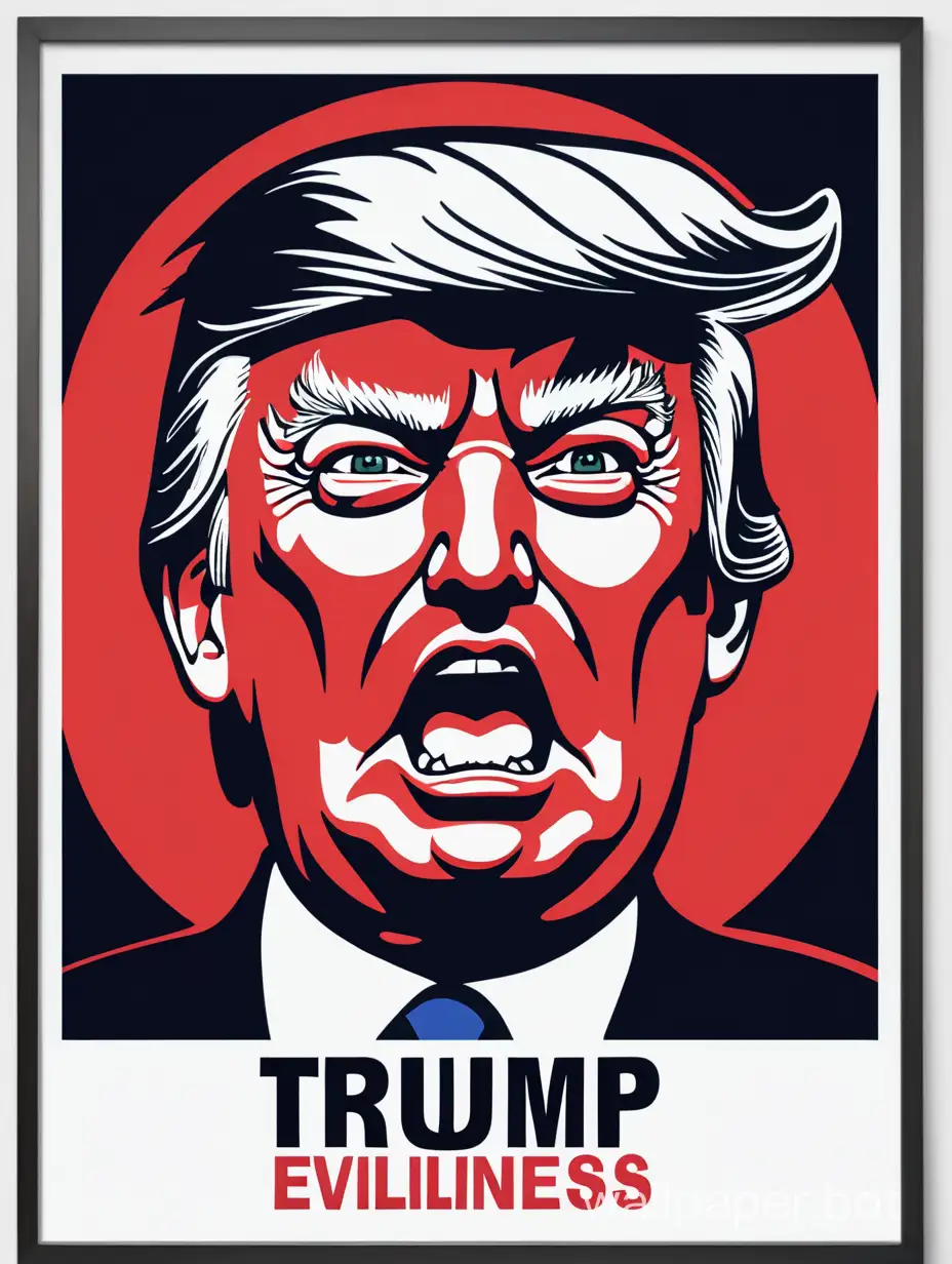 donald trump, evilness, poster style, white background