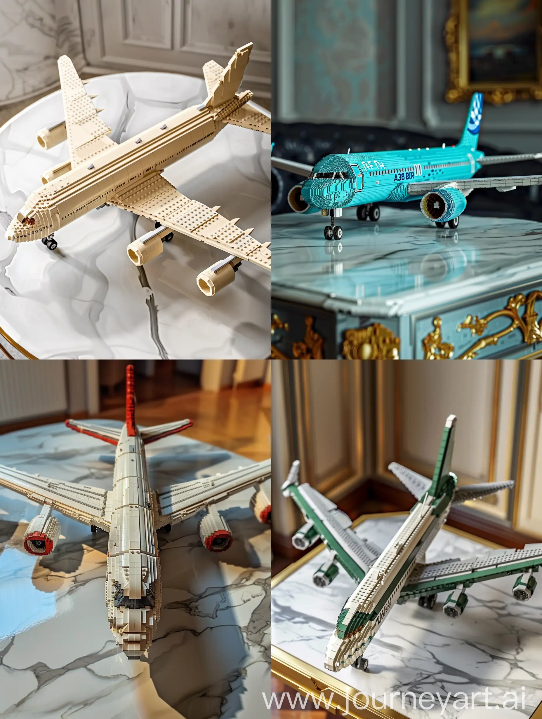 Photorealistic-Lego-Airbus-A320-Model-on-Marble-Table