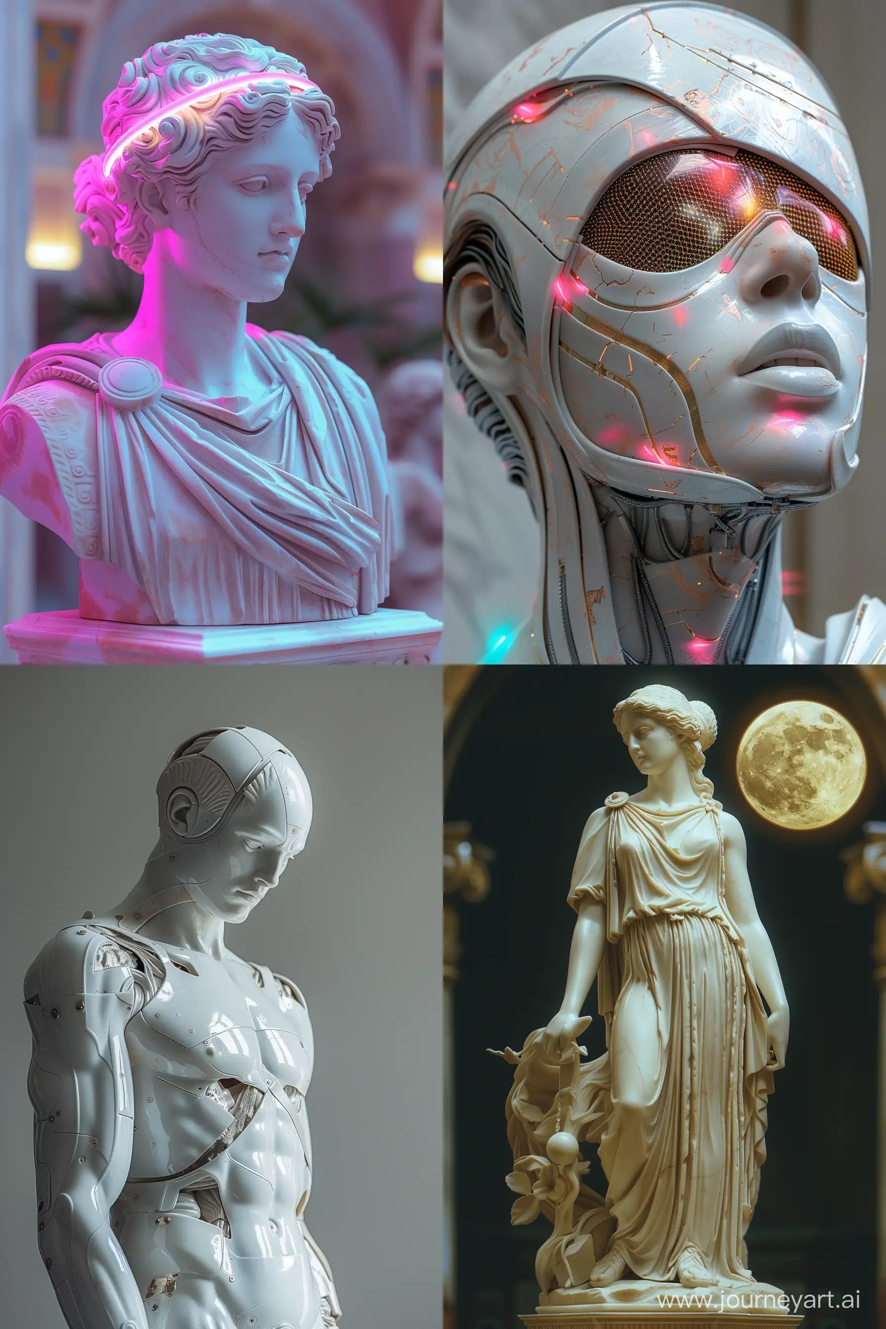 Cyberpunk synthwave Greek statue --ar 2:3 --s 700 --q 5 --v 6 --ar 1:1 --no 36034