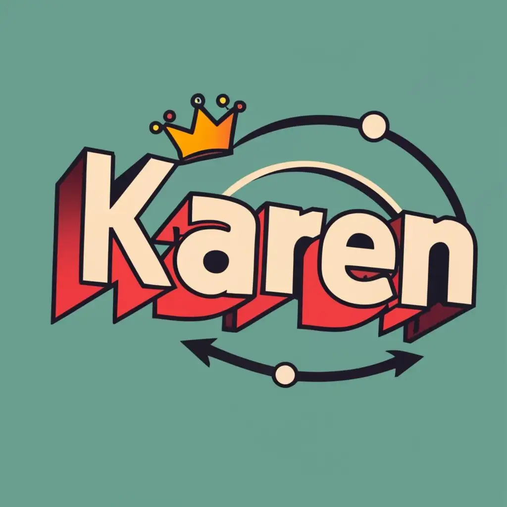 logo, Karen Tonkei, with the text "Karen Tonkei", typography, be used in Technology industry. Add a crown and frame the logo within a circle