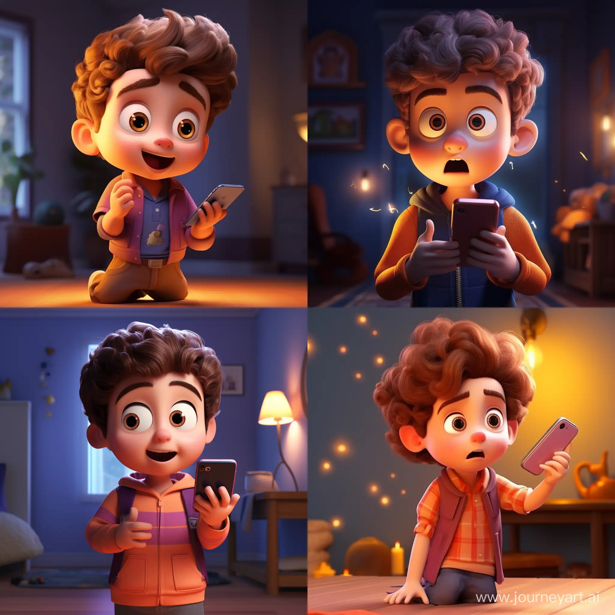 Curious-Boy-Admiring-Phone-with-PixarStyle-Charm