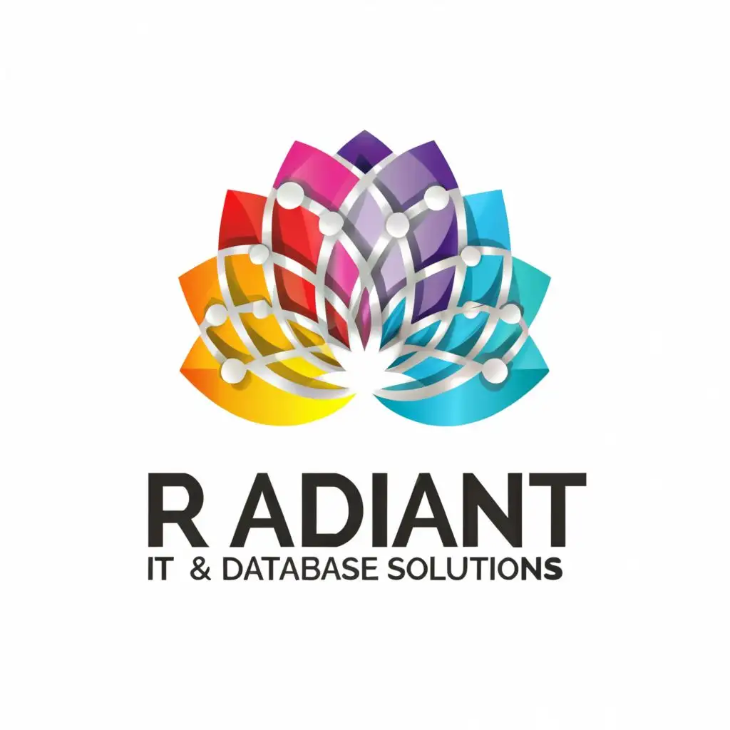 a logo design,with the text "Radiant IT and Database Solutions  ", main symbol:flower,Moderate,clear background