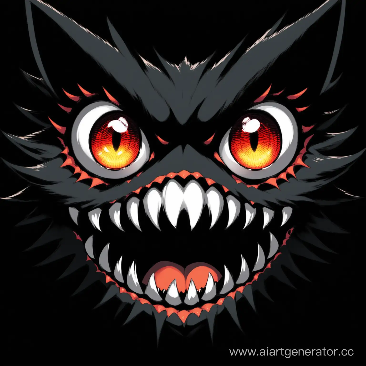 Glowing-Red-Eyes-with-Sinister-Fangs-on-a-Dark-Background