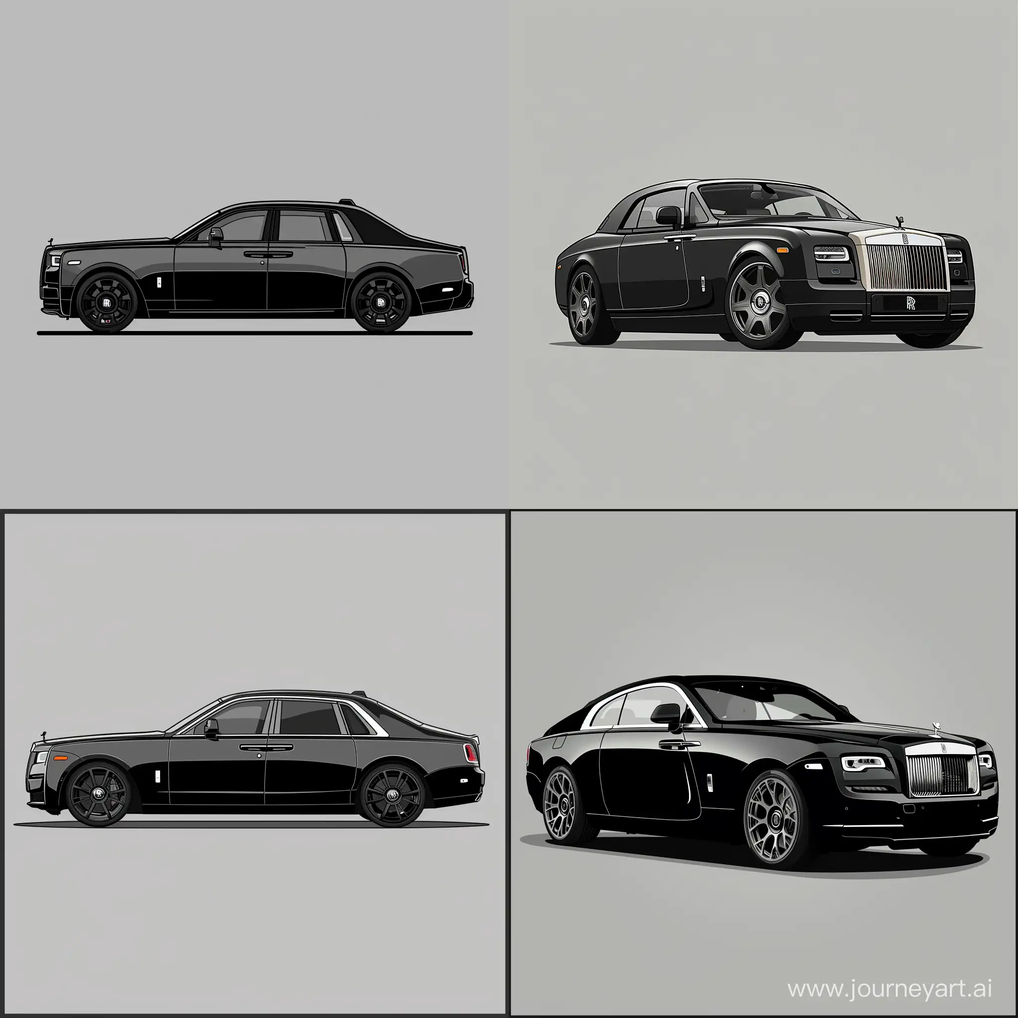 Sleek-2D-Illustration-Black-RollsRoyce-Phantom-in-Minimalist-Elegance