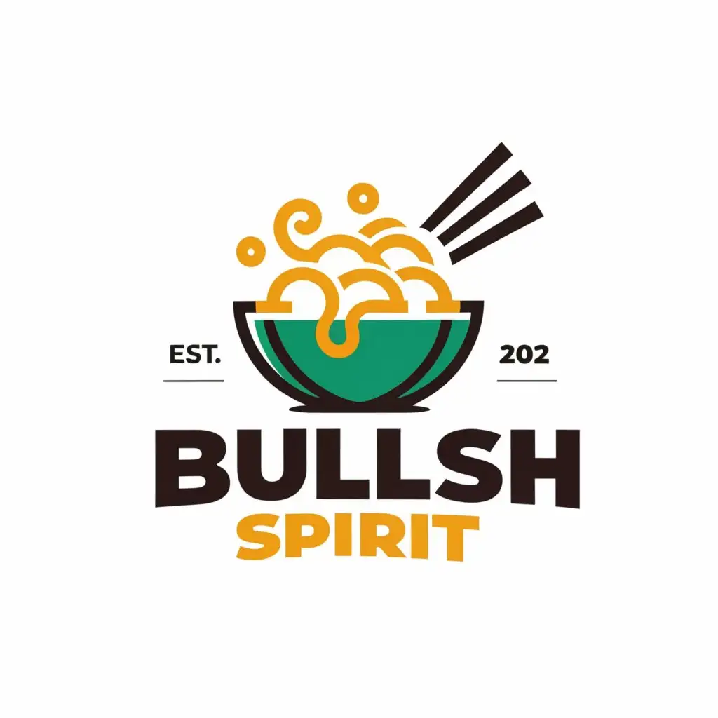 a logo design,with the text "Bullish spirit", main symbol:A bowl of noodles,Moderate,be used in Restaurant industry,clear background