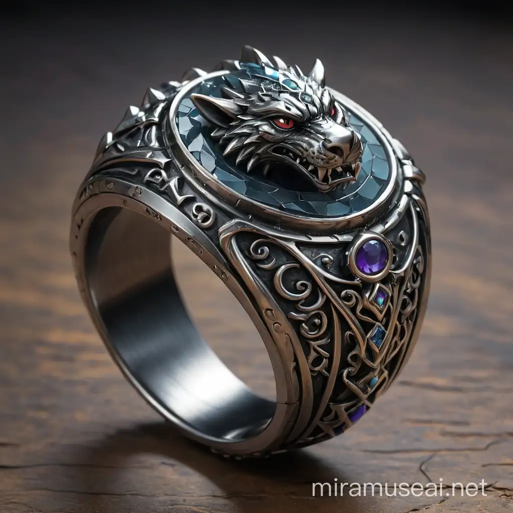 dungeons and dragons, magical elegant silver ring, dark theme