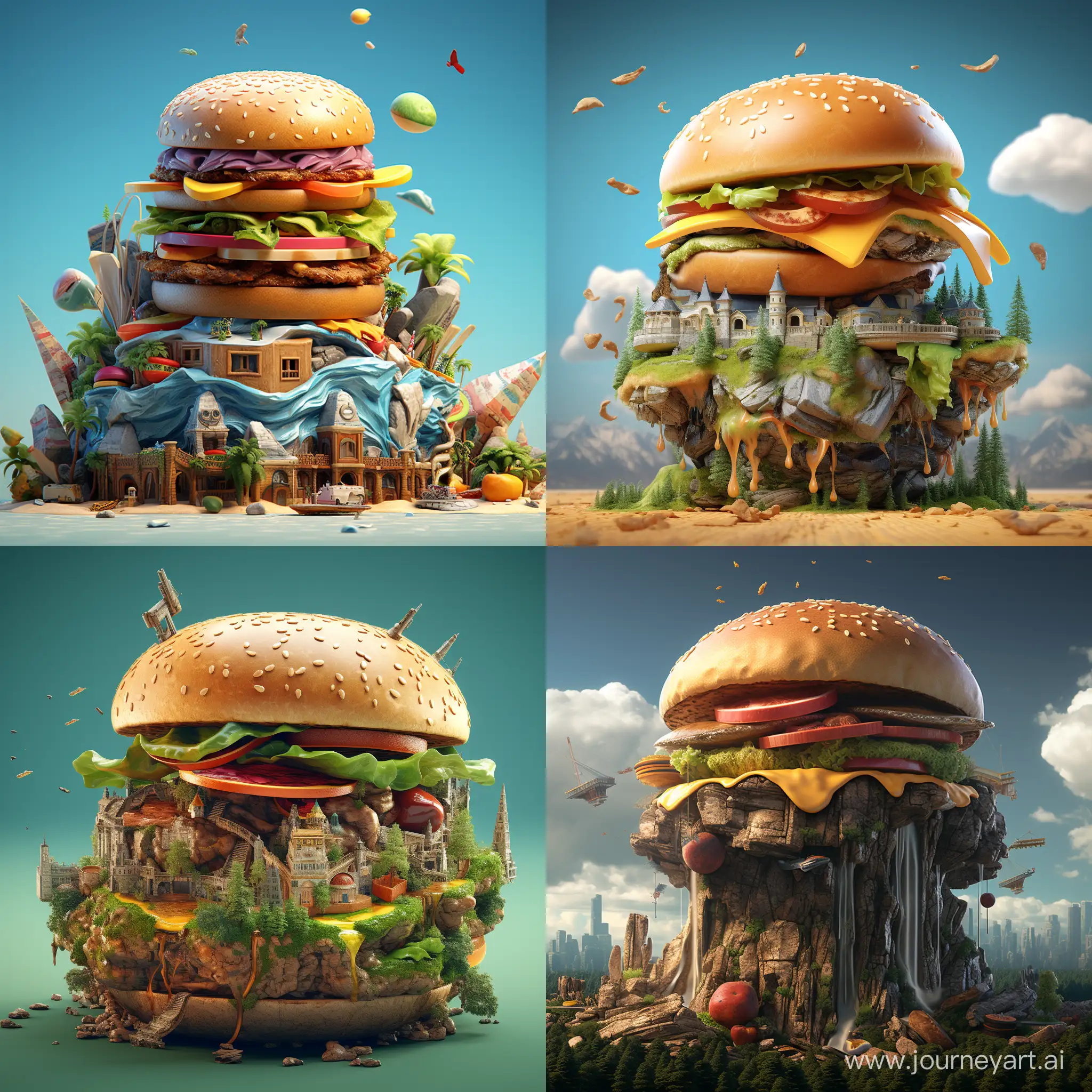 Whimsical-Burger-Statue-Vibrant-3D-Animation