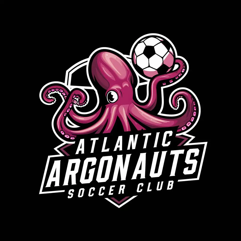 logo, octopus holding soccer ball, with the text "Atlantic Argonauts Soccer Club", typography, be used in Sports Fitness industry