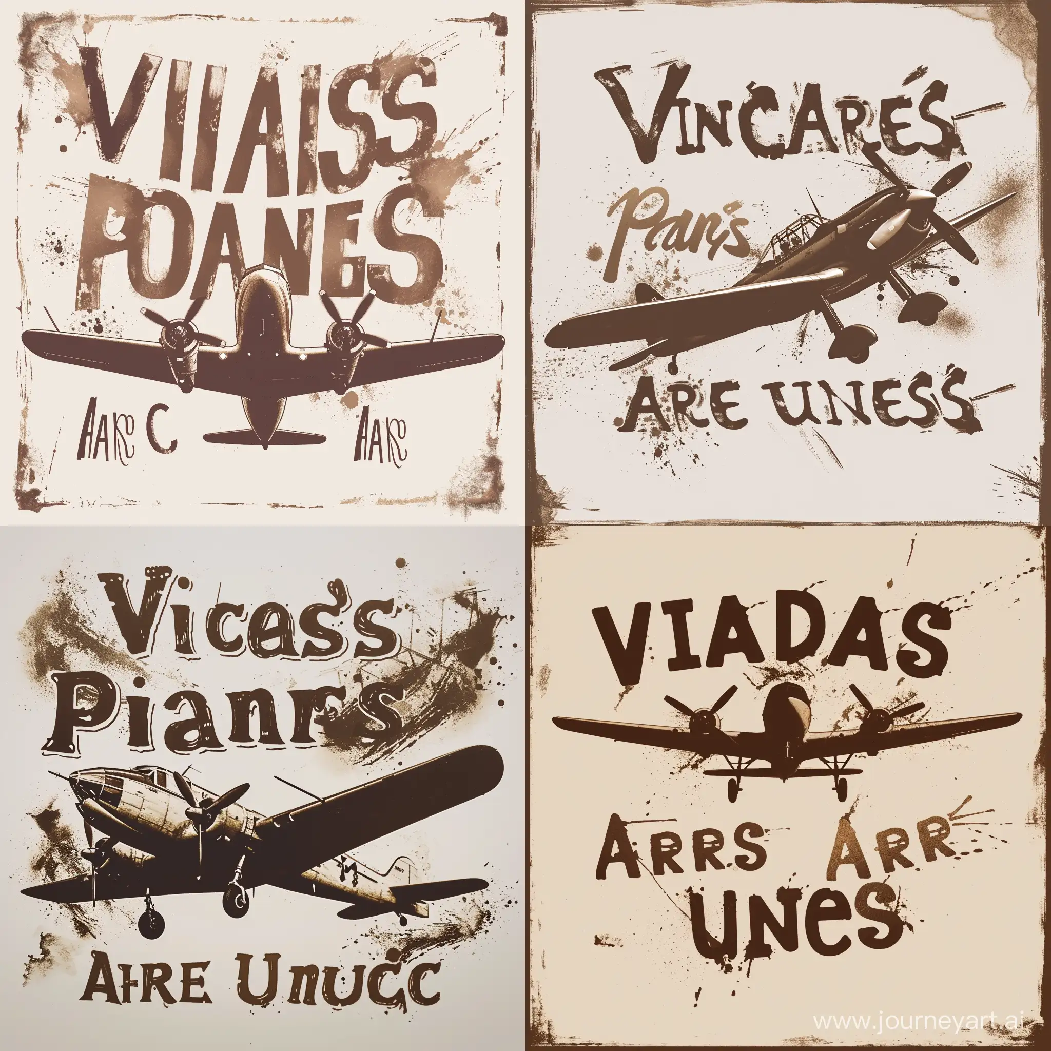 Imagine you are a fan of aviation history and you want to show your appreciation for the old-fashioned planes that paved the way for modern flight. You choose a sepia-toned image of a vintage aeroplane, with its propellers, wings, and cockpit clearly visible. You write the words 'vintage planes are unique' in a splash style font, using different shades of brown for each word. You use dark brown for 'vintage', to match the color of the plane and create a contrast with the lighter background. You use light brown for 'planes', to make it blend in with the sky and look like it is flying. You use medium brown for 'are unique', to balance the other two words and emphasize the message. You also add some splashes of paint around the words, to create a dynamic and artistic effect. You are happy with your image, as it reflects your passion and your style.