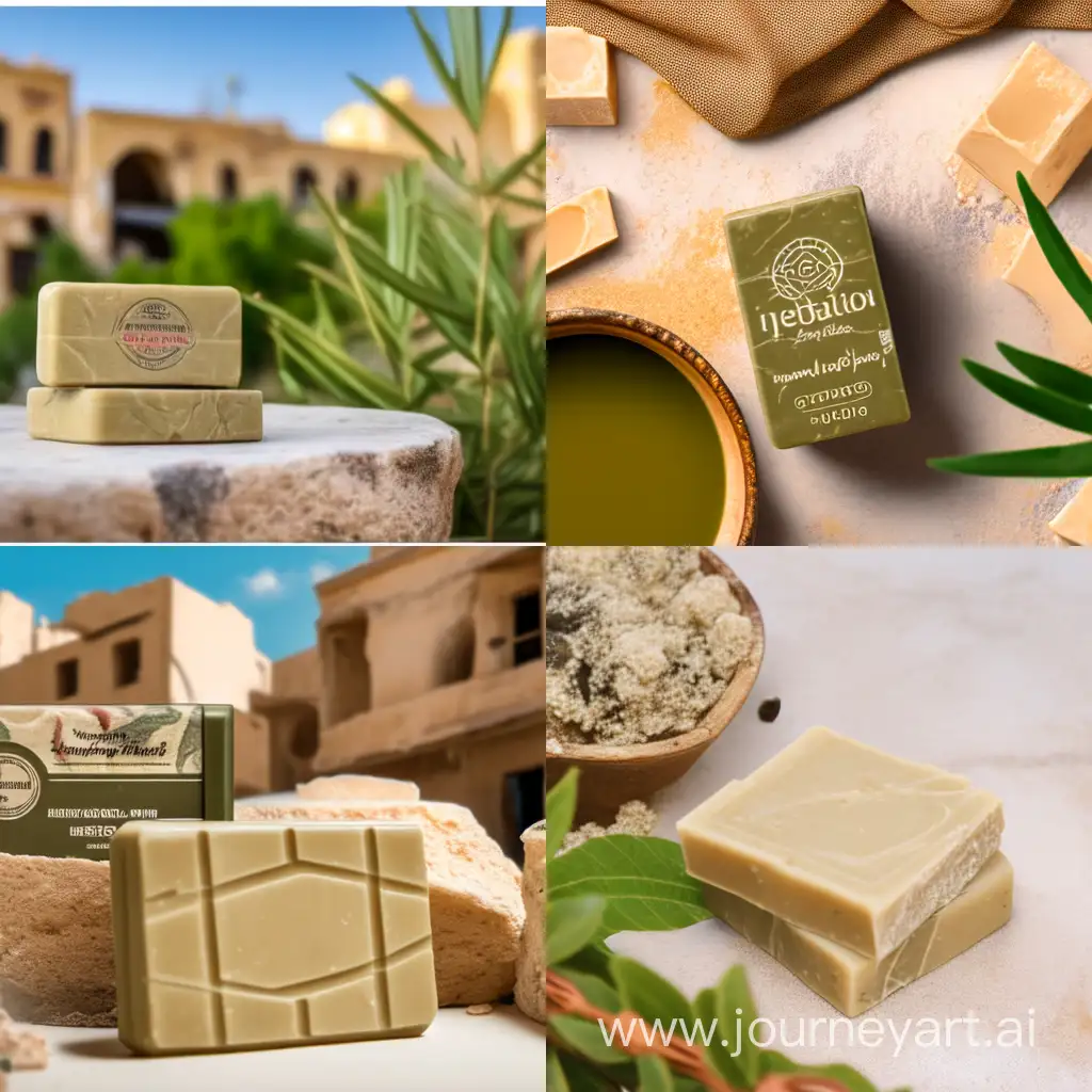 Authentic-Aleppo-Soap-from-Syria-Showcase-of-Olive-Green-Interior-in-Desert-Setting