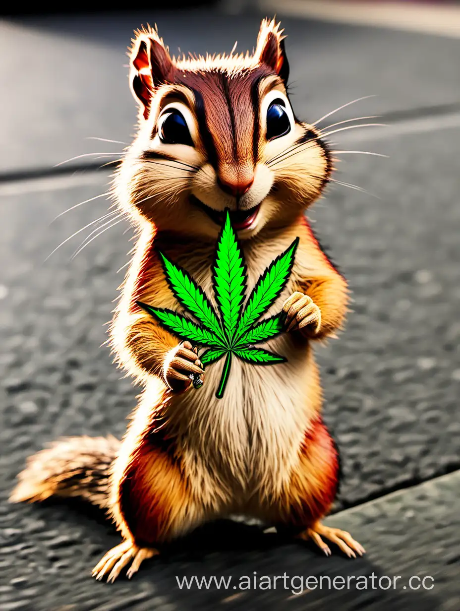 Adorable-Theodore-the-Chipmunk-Holding-a-Cannabis-Cone
