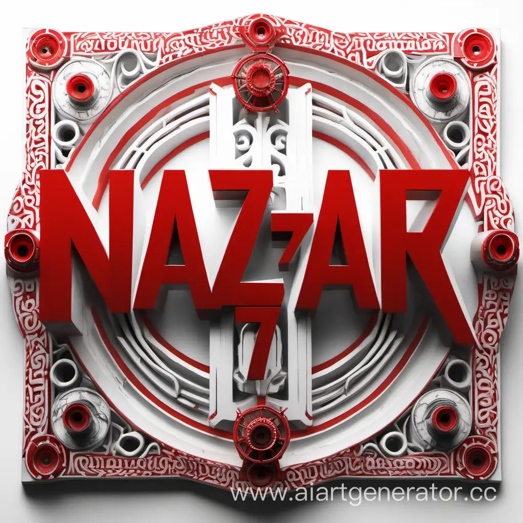 Надпись "Назар 777",красные буквы, белый фон.