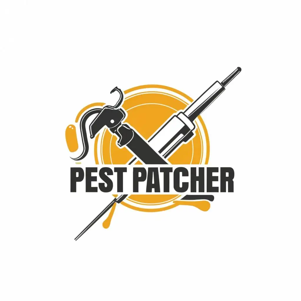 Logo-Design-for-Pest-Patcher-Caulking-Gun-and-Mouse-Icon-with-Typography-for-the-Construction-Industry