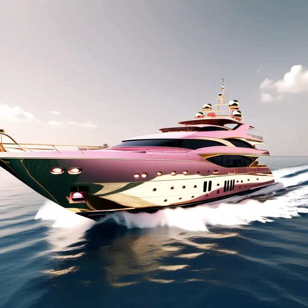 Luxurious Light Pink and Gold Yacht in Stunning 8K HD