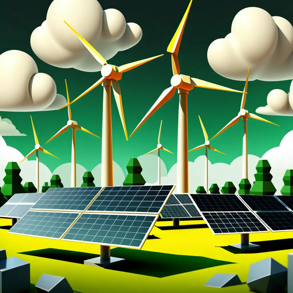 blockchain renewable energy scene illustration

