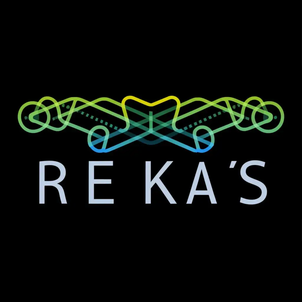 logo, blueprints and digital (white), with the text "REKAS", typography white themed