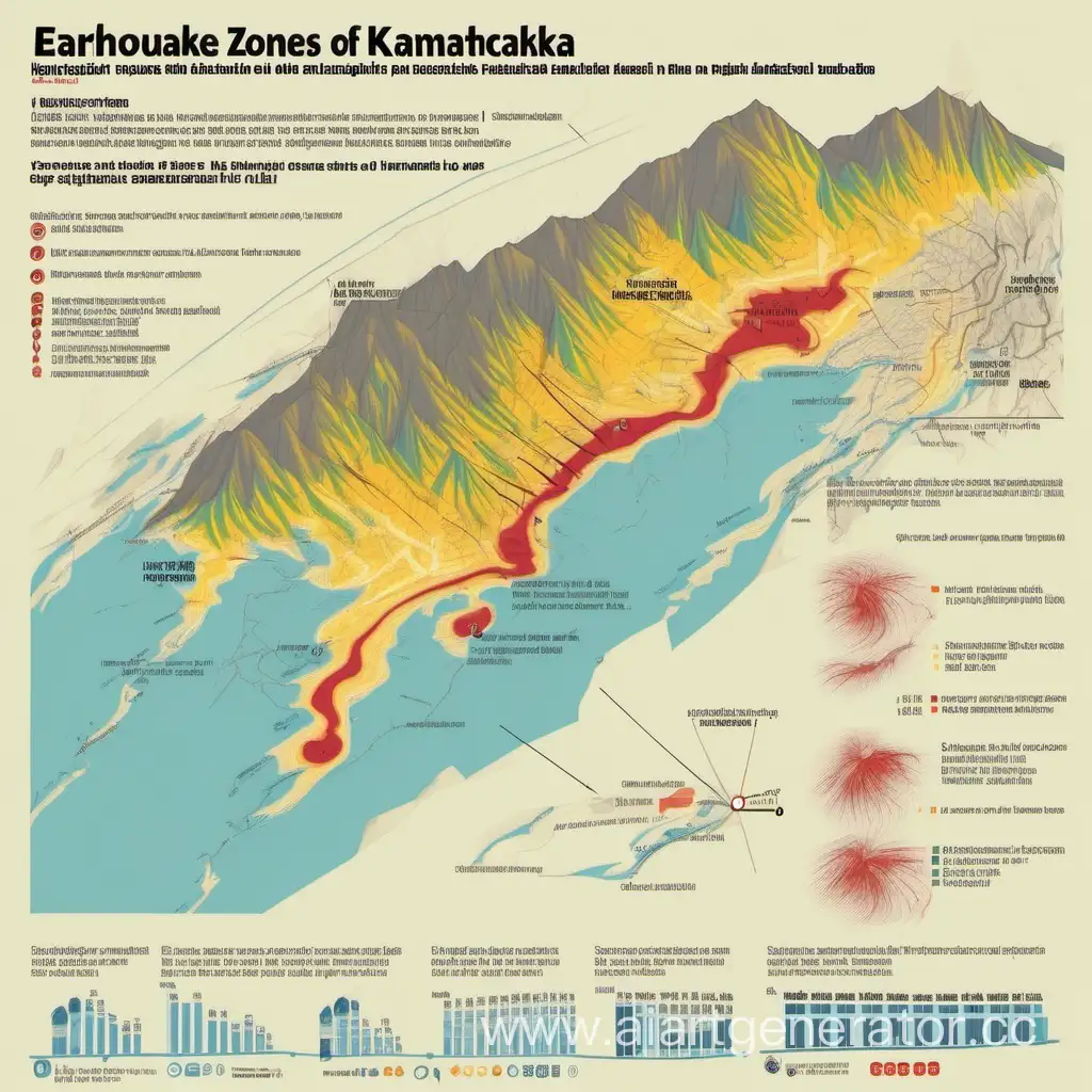 инфографика на тему областей землетрясений в Камчатском крае