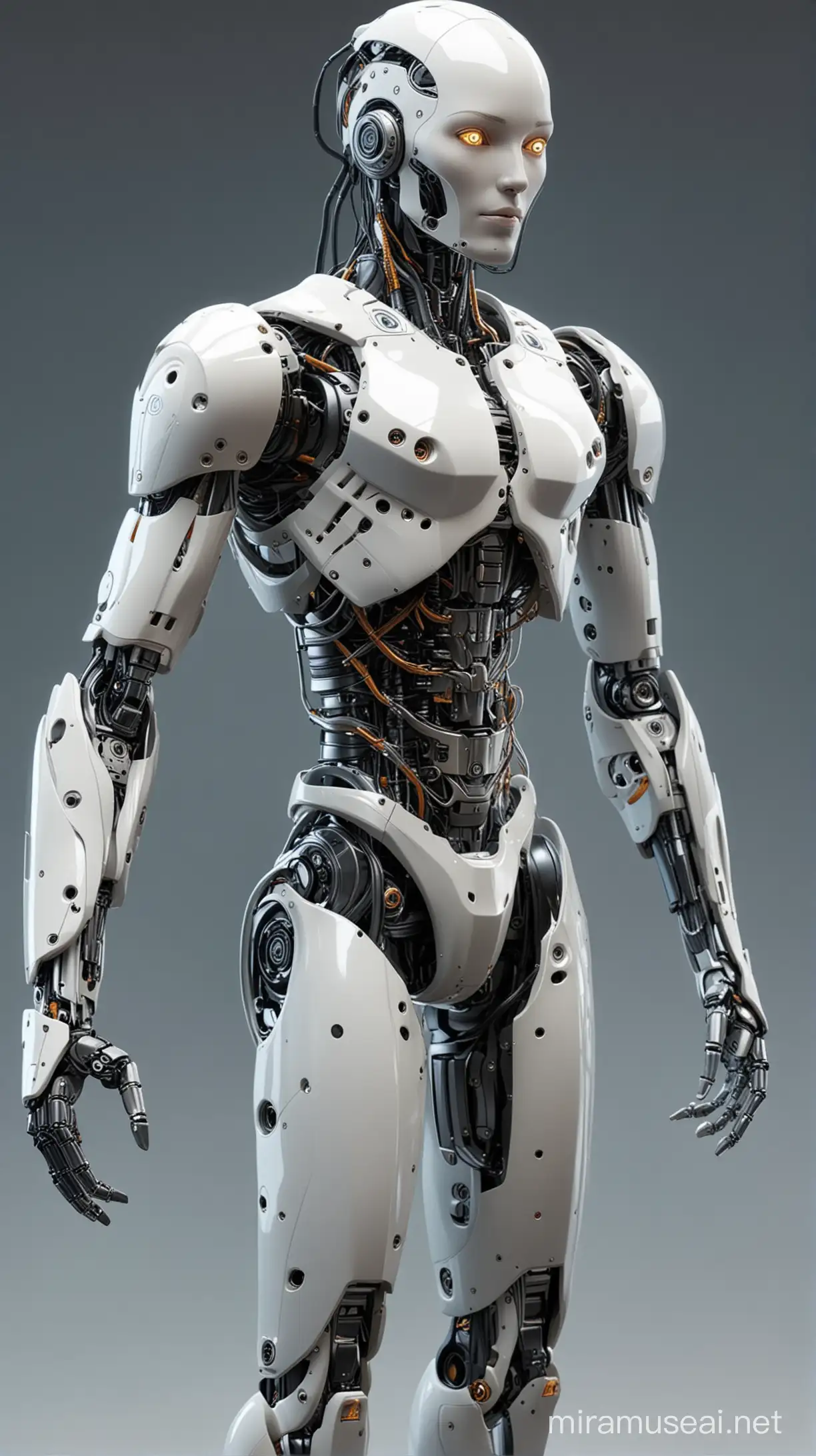 Humanoid Robot with Detailed Mechanical Features