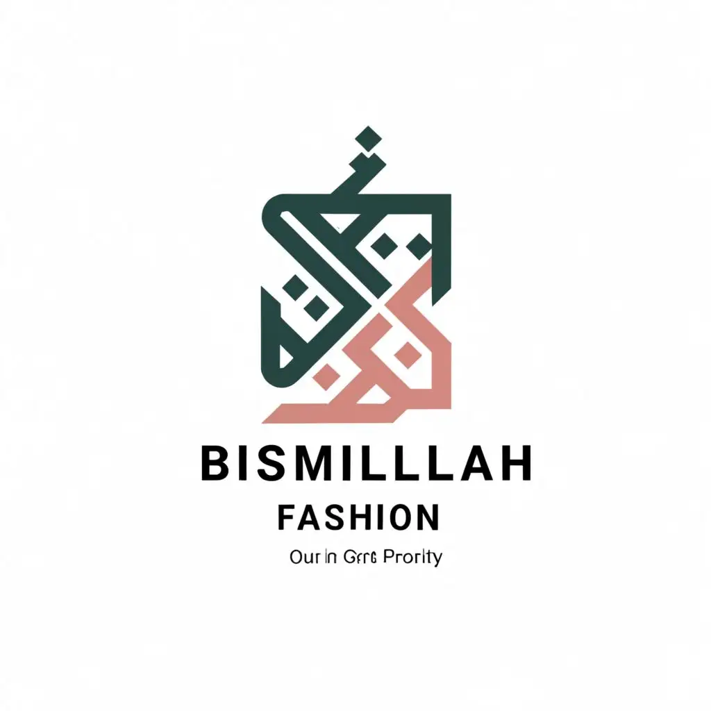 a logo design,with the text "Bismillah Fashion ", main symbol:QUALITY IS OUR FRIST 
PRIORITY,complex,clear background