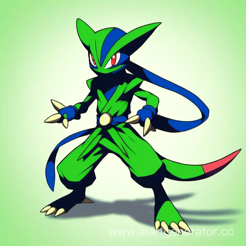 Greninja Pokemon dressed as green ninja