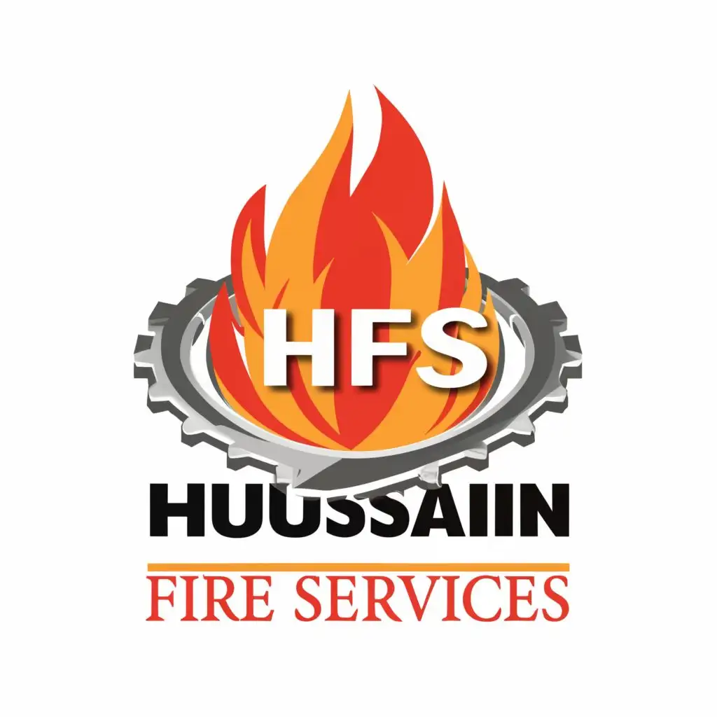 logo, HFS, with the text "HUSSAIN FIRE SERVICES", typography, be used in Technology industry