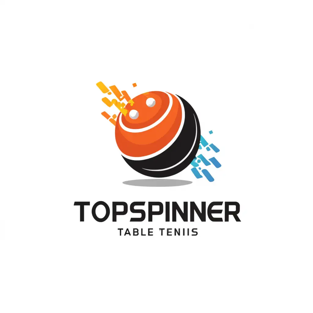 a logo design,with the text "TT-TopSpinner", main symbol:Table tennis
Topspin
Crazy
,complex,be used in Sports Fitness industry,clear background