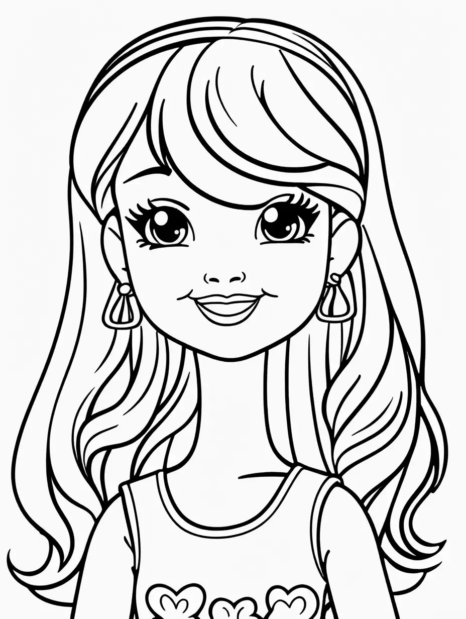 Simple Cartoon Barbie Coloring Page for 3YearOlds