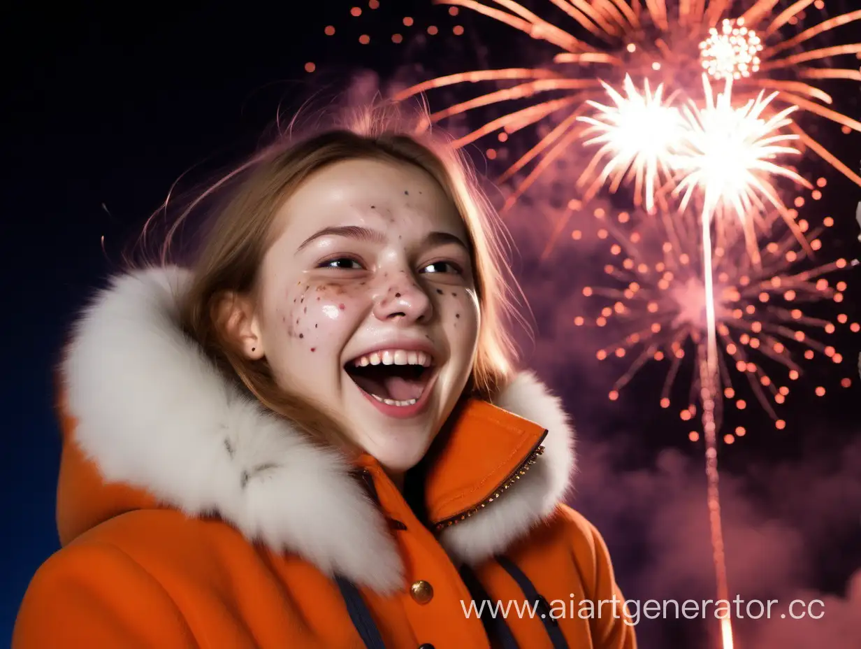 Joyful-Russian-Girl-in-Fox-Costume-Amidst-Explosive-Celebration
