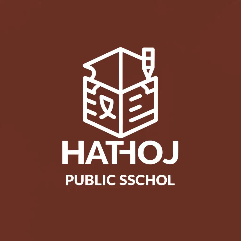 a logo design,with the text "hathoj public school", main symbol:books pencil,Moderate,be used in Education industry,clear background