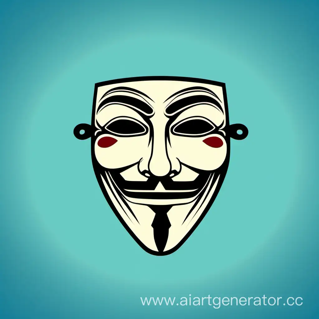 Cartoon-Anonymous-Mask-on-Blue-Background