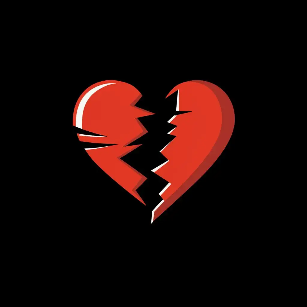 logo, broke heart, with the text "
.
", typography