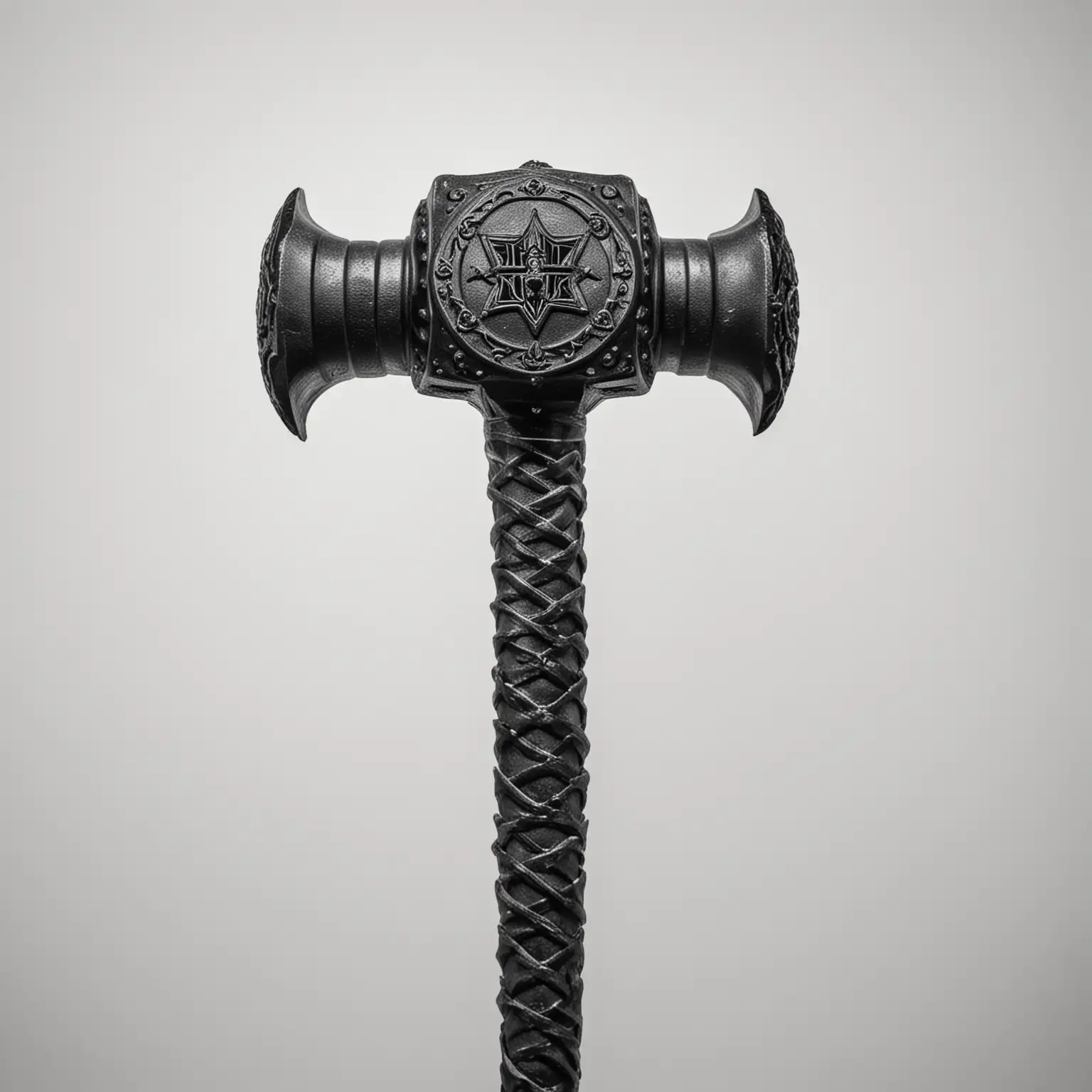 Powerful-Black-Serrated-Warriors-Hammer-on-White-Background