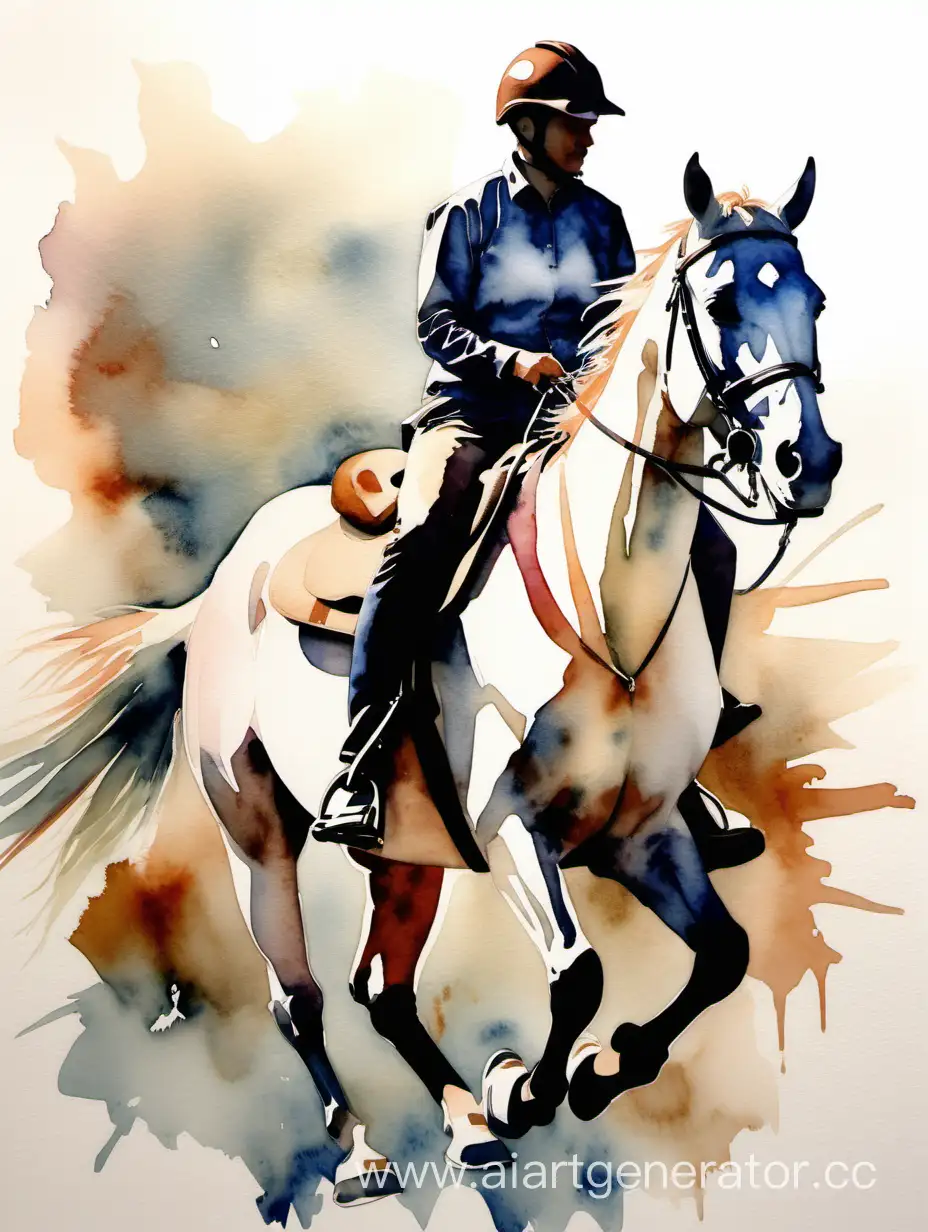 Tranquil-Horseback-Ride-Abstract-Watercolor-Scene-with-Two-Participants