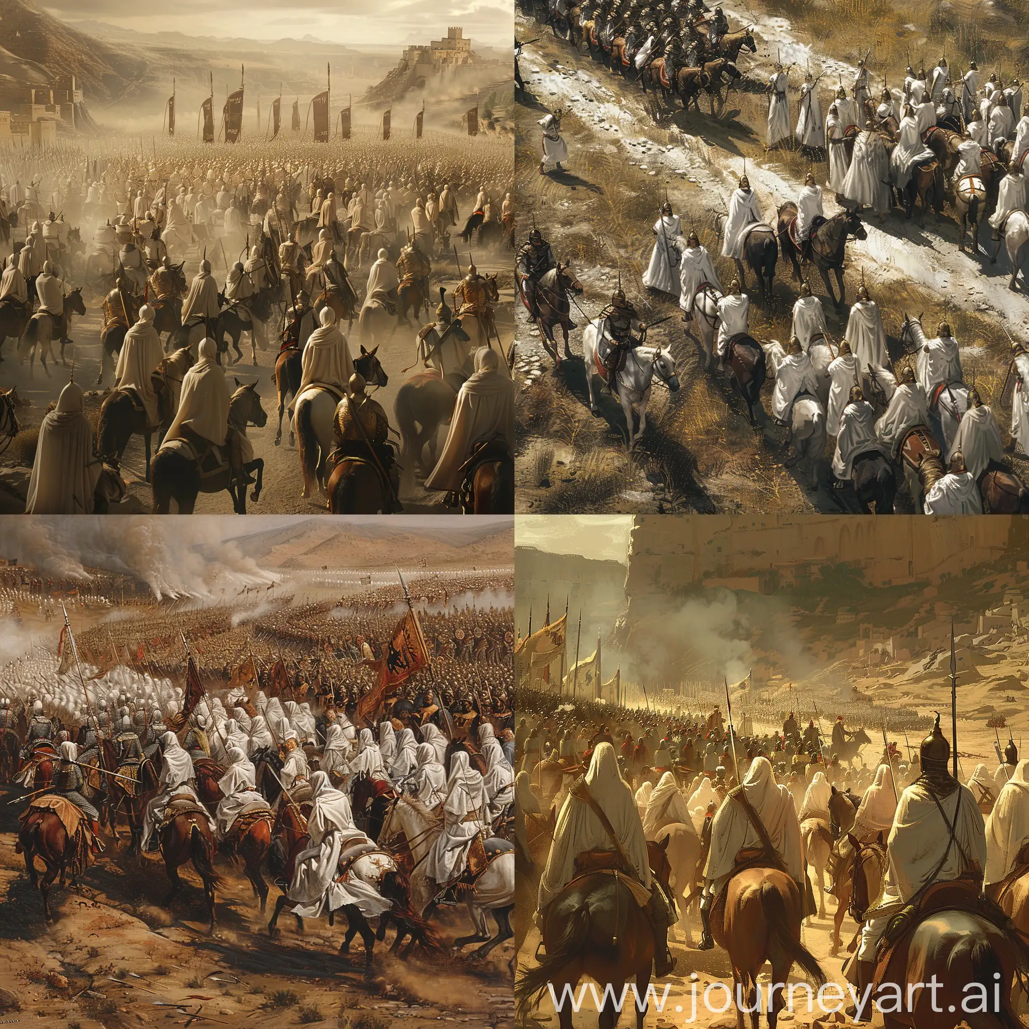 古代军队，白袍军队，骑兵, 千军万马
