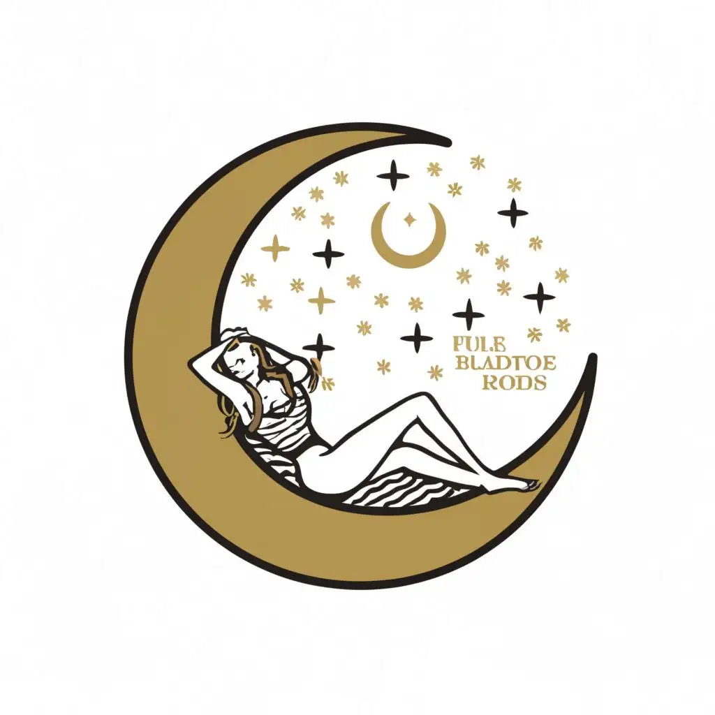 LOGO-Design-For-Golden-Dreams-Mattress-Crescent-Woman-with-Starry-Hair
