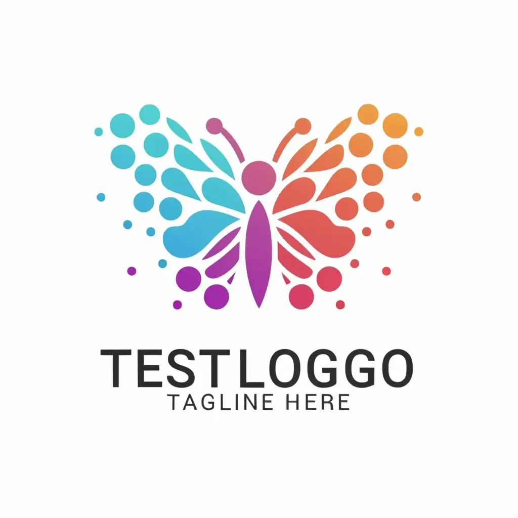 a logo design,with the text "Test Logo", main symbol:palms like butterfly with colorful dots around in pastel colors,Minimalistic,be used in Home Family industry,clear background