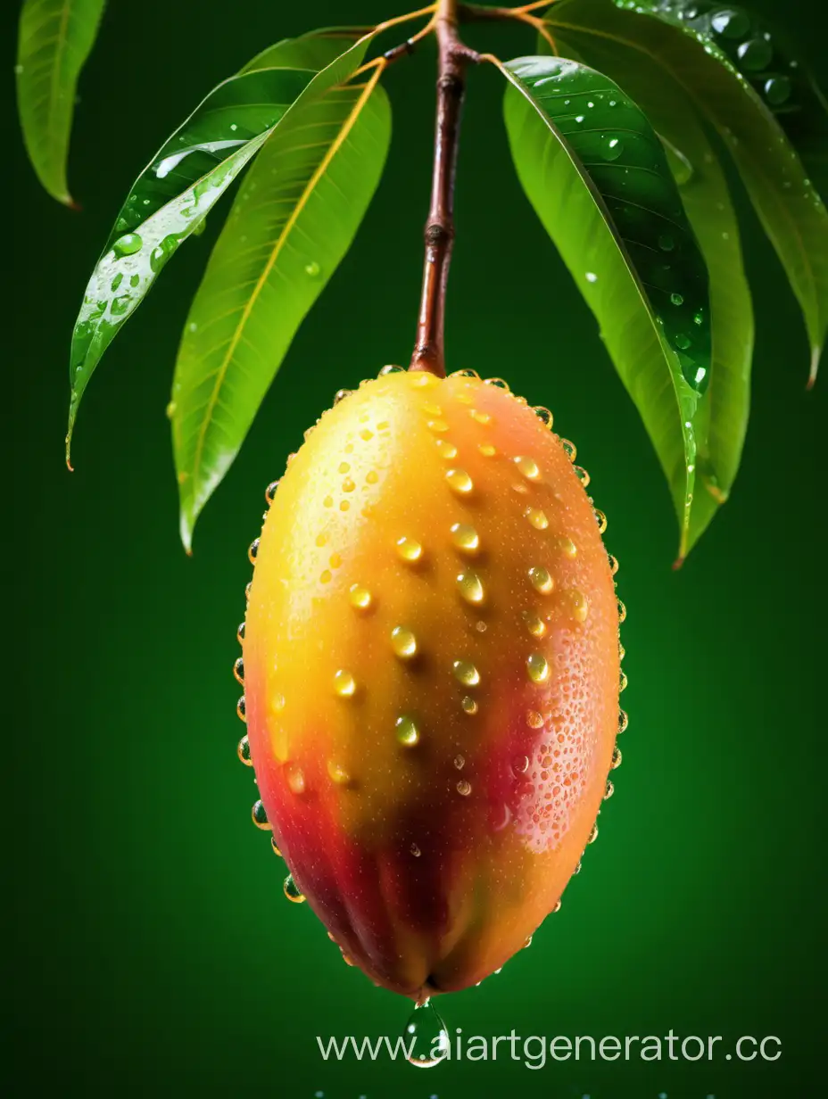 African Mango with green background WATER DROPS