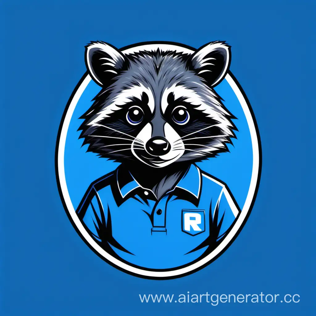 Adorable-Raccoon-Wearing-Blue-Polo-on-Vibrant-Blue-Background