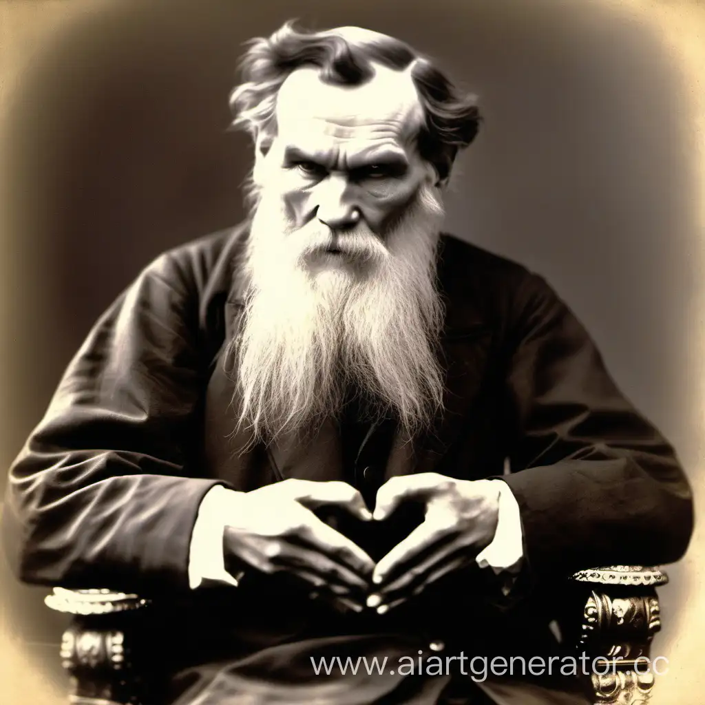 Leo-Tolstoy-Creating-Heart-Symbol-with-Hands