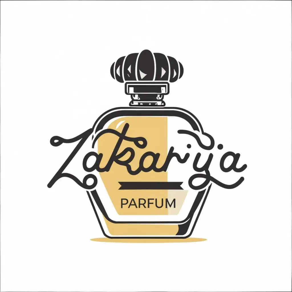 LOGO-Design-For-Zakariya-Parfum-Elegant-Bottle-Illustration-with-Distinct-Typography