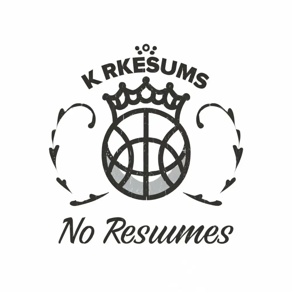 a logo design,with the text "No Resumes", main symbol:Basketball wearing a crown,Minimalistic,clear background
