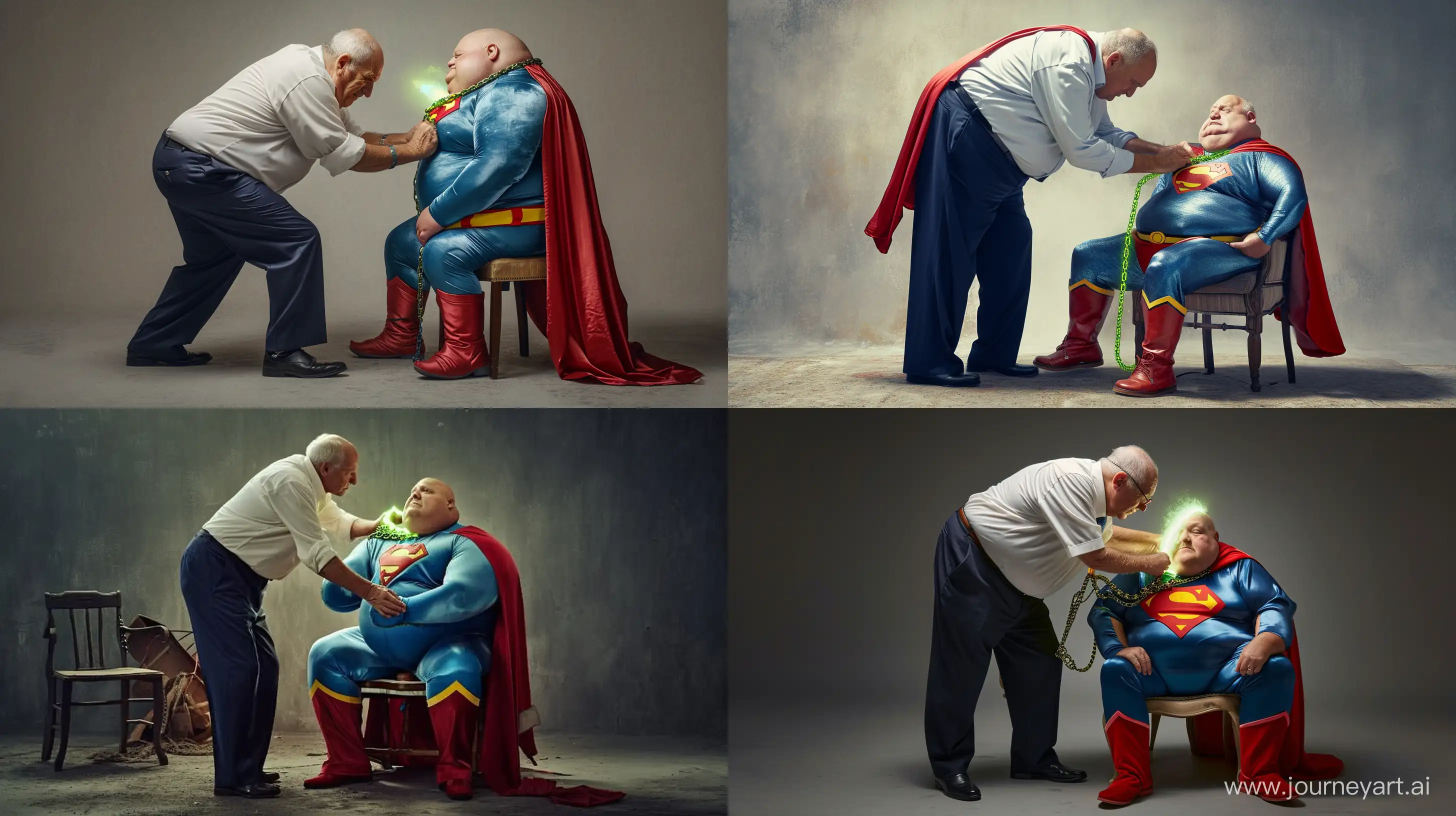 Eccentric-Superhero-Transformation-Elderly-Mentor-Guides-Enthusiastic-Chubby-Superhero