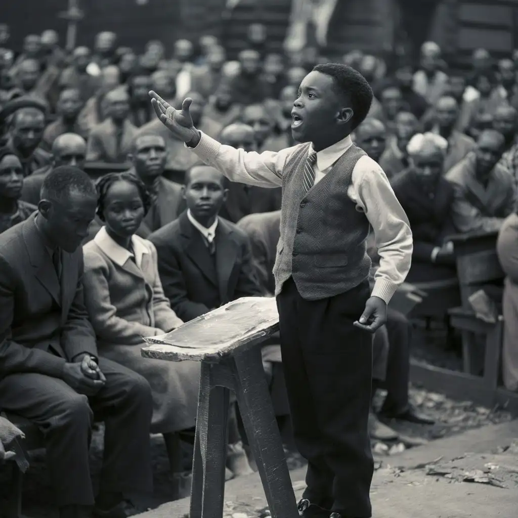 African American  13 year old preaching to congregation 1932





