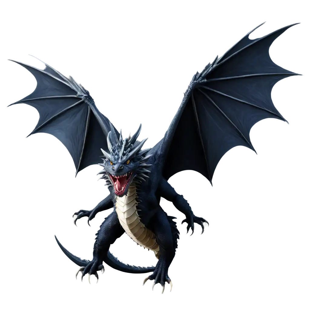 evil dragon with wings and open mouth

